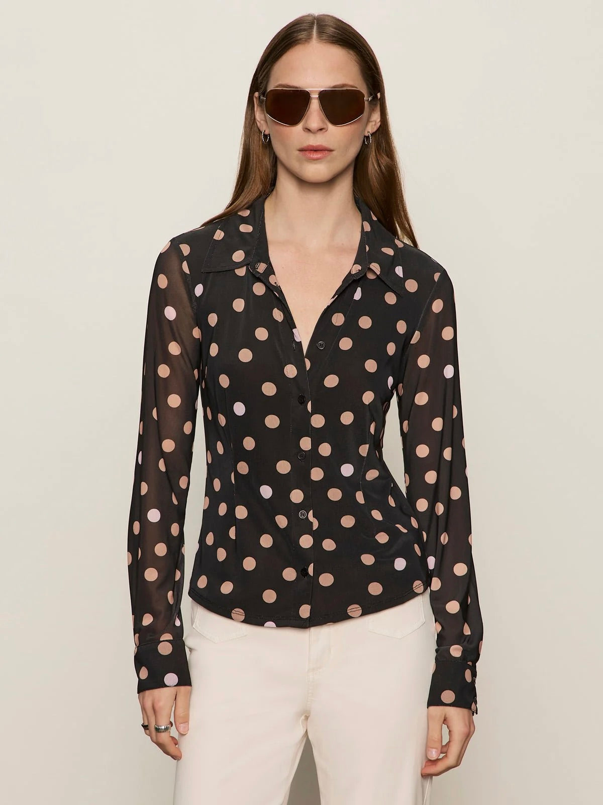 {Sanctuary} Fitted Mesh Button Down