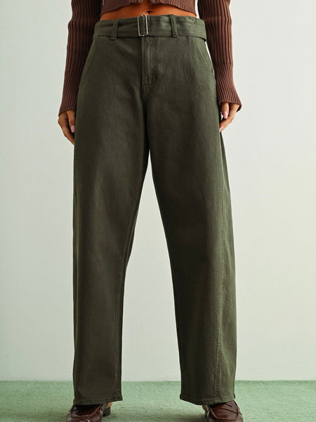 Just Black Denim Belted Tapered Straight