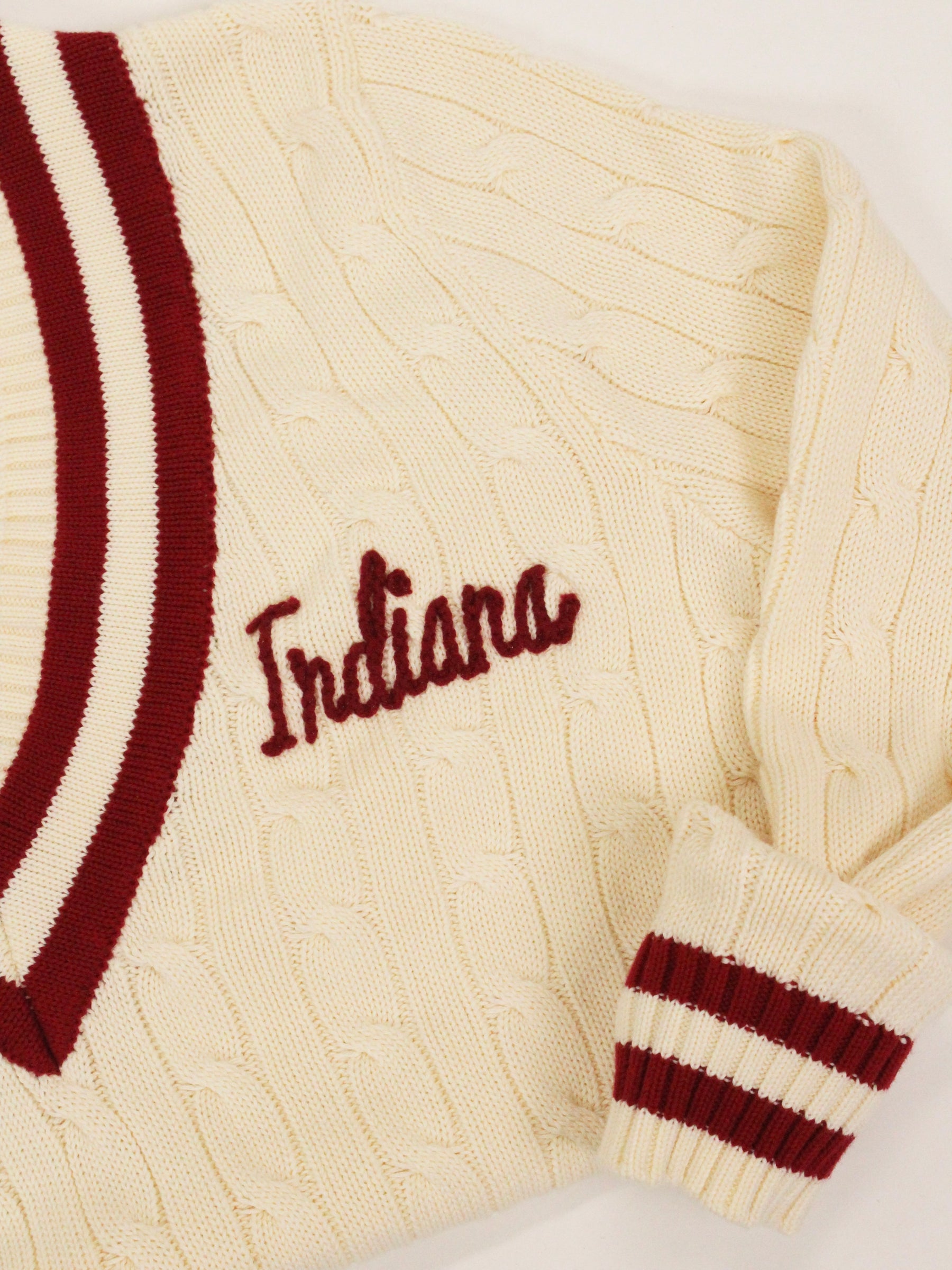 Indiana Cable Knit Tennis V-Neck Sweater