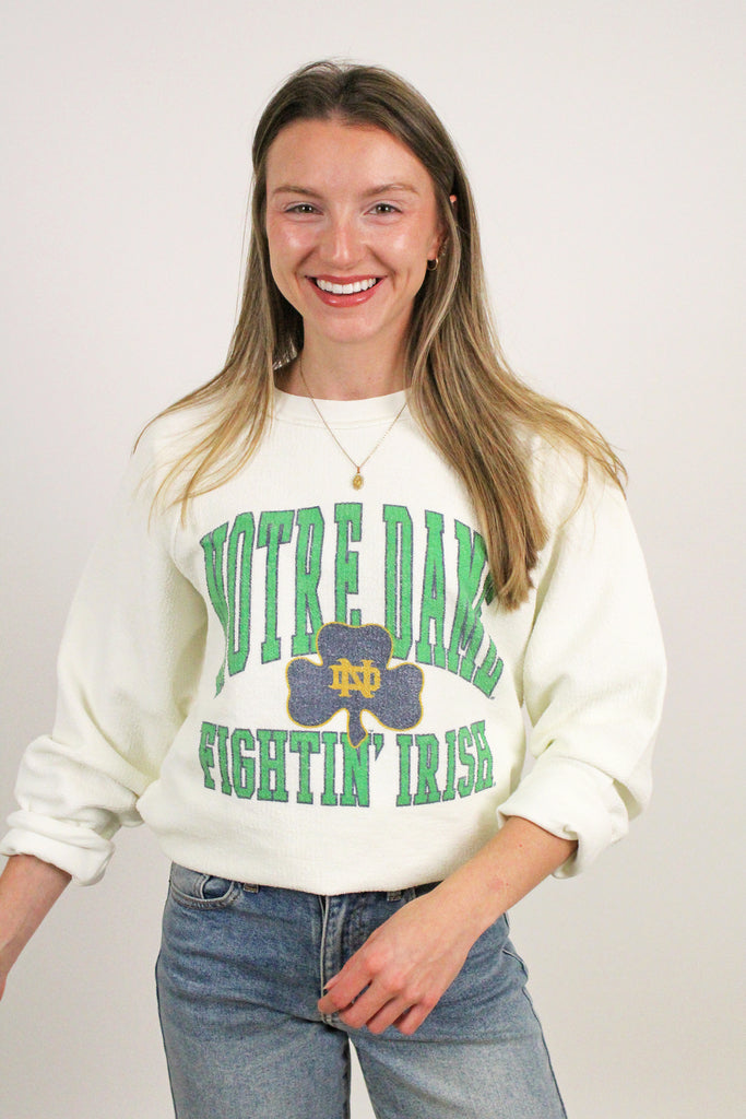 Custom Notre Dame Fightin' Irish Vintage Reverse Terry Slub Crewneck