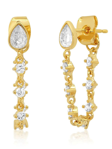 {Tai} CZ Dangle Chain Studs