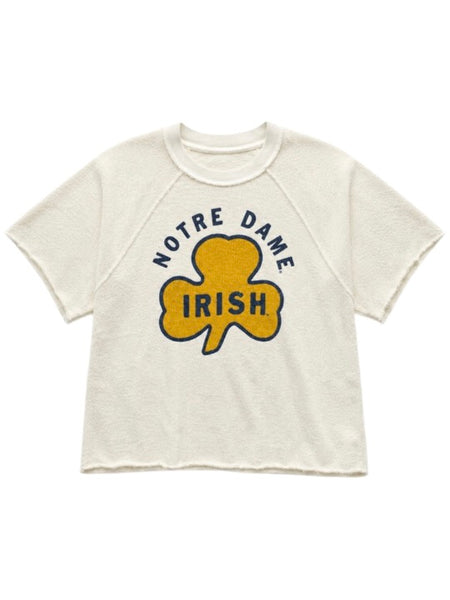 Custom Notre Dame Irish Shamrock Reverse Terry Slub Short Sleeve Crew