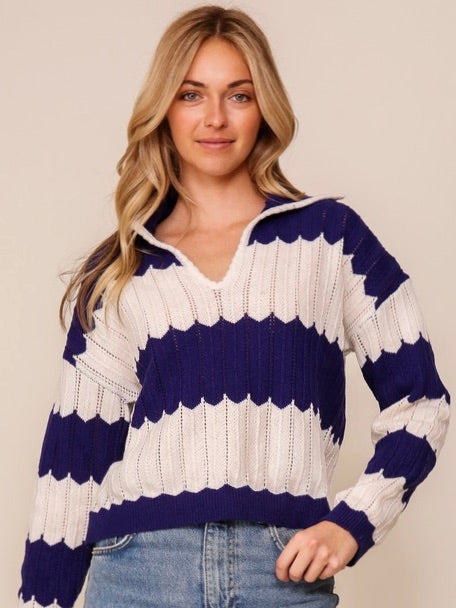 Zoey Navy Striped Sweater