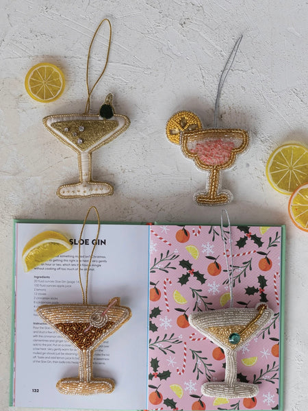 Beaded Fabric Cocktail Ornament
