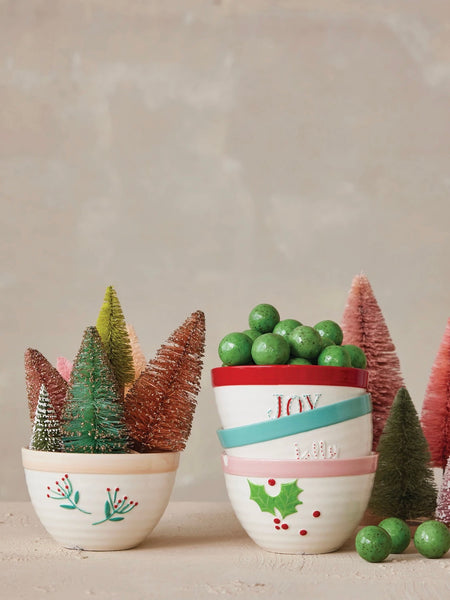 Holiday Stoneware Bowls with Holiday Botanicals