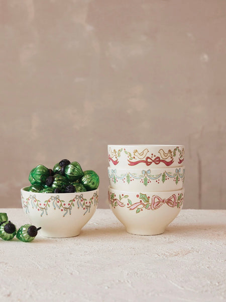 Stoneware Bowl with Bows