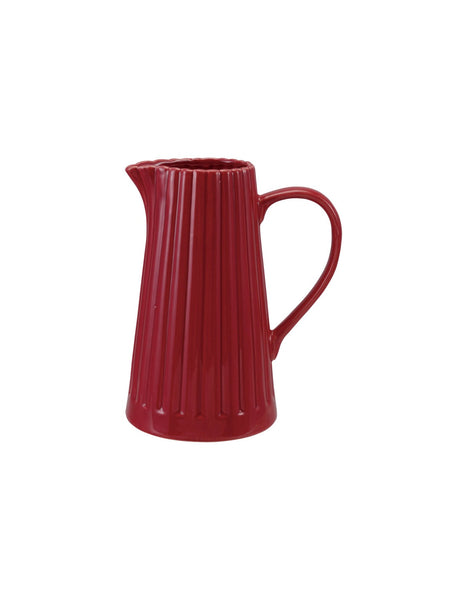Stoneware Red Ribbed Pitcher