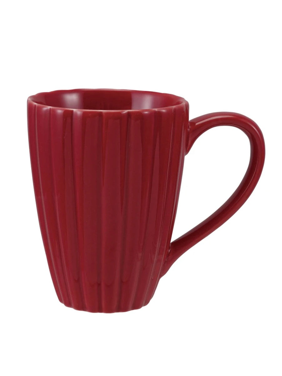 Stoneware Red Ribbed Mug