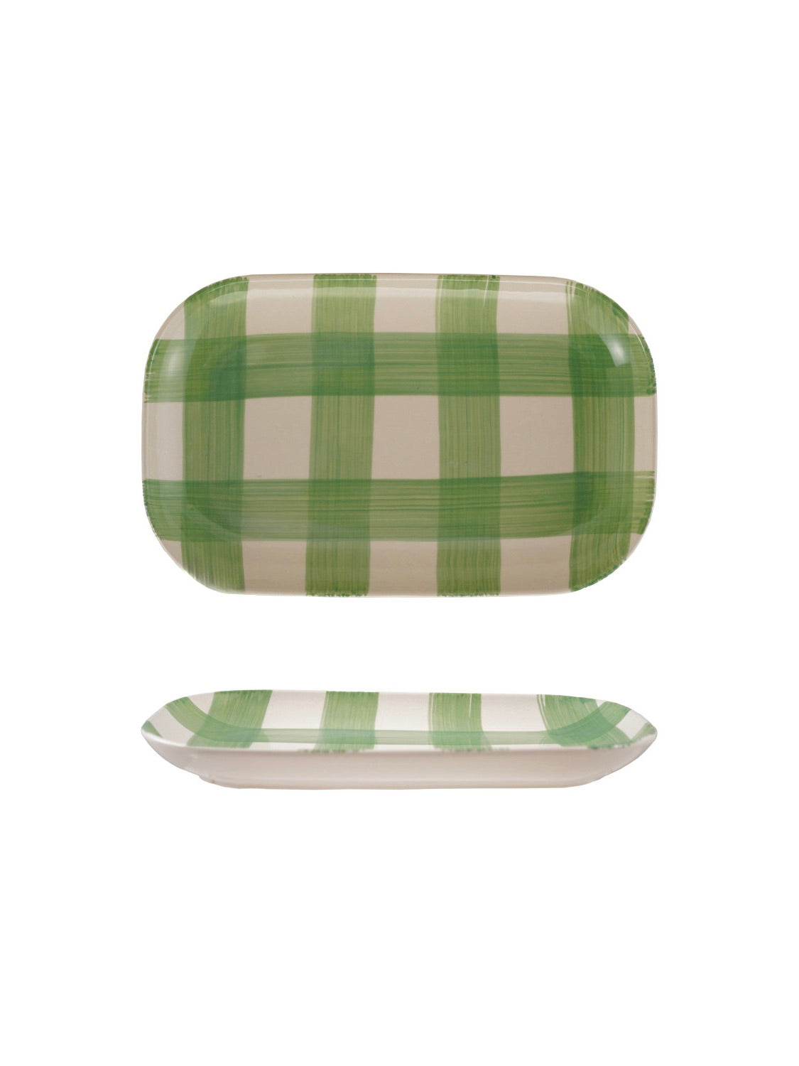 Hand Painted Stoneware Plaid Platter