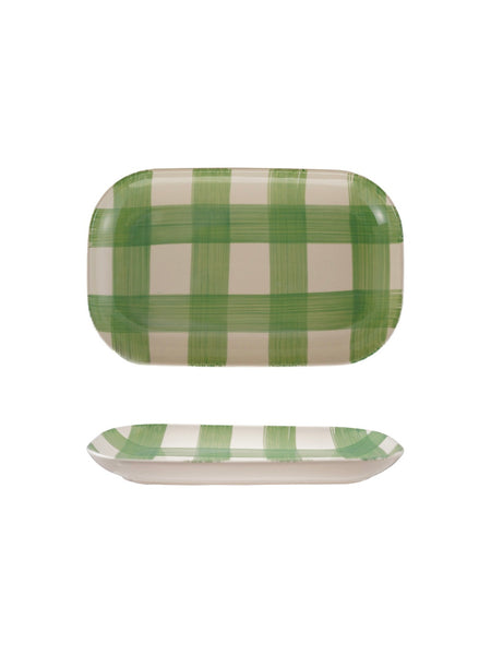 Hand Painted Stoneware Plaid Platter