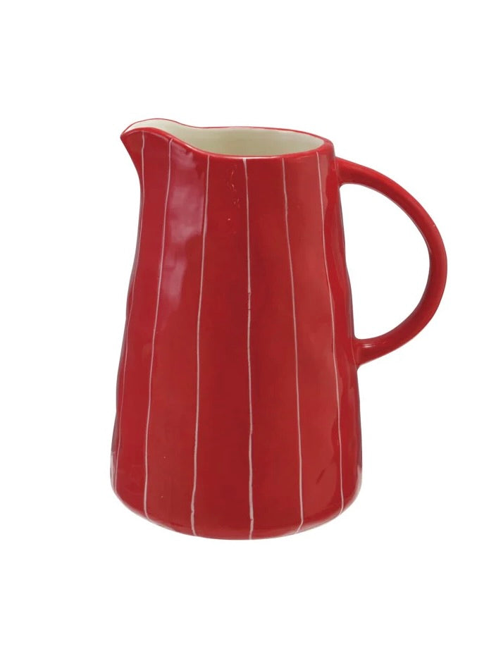 Hand Painted Striped Pitcher