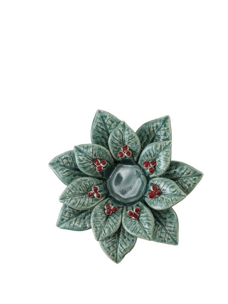 Holiday Leaves & Berries Candle Holder
