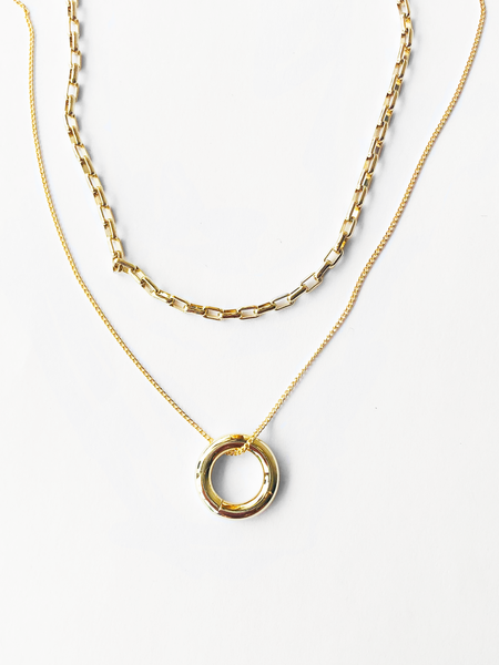 Layered Donut Ring Necklace