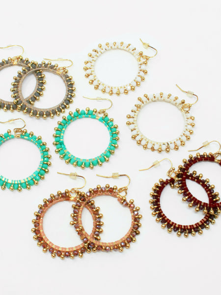 Glass Brass Hoop Earring